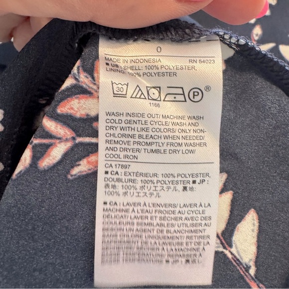 Banana Republic Floral Wrap Size 0 Dress - Navy and Pink - Picture 5 of 6